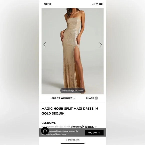 showpo gold dress Gold Draped Midi Dress XXL main image 0